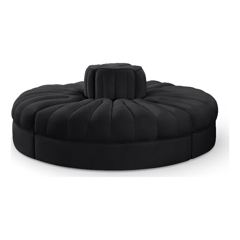 Meridian Furniture Rummi Black Velvet Performance Fabric 4pc. Modular Sofa