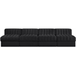 Meridian Furniture Rummi Black Velvet Performance Fabric 4pc. Modular Sofa