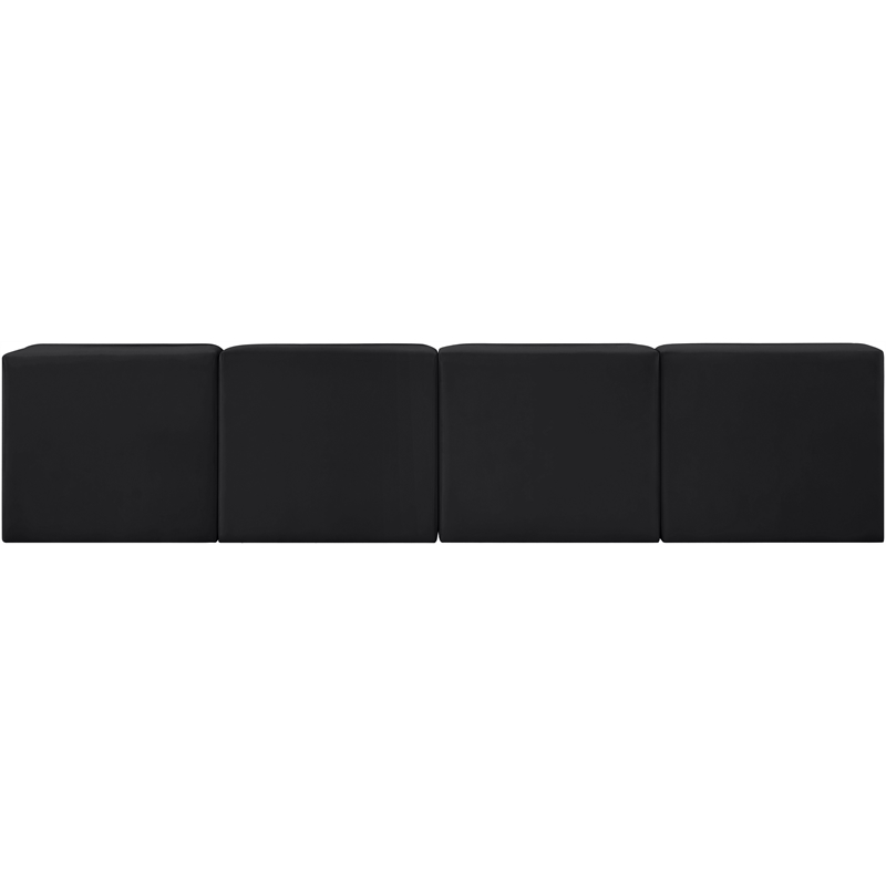 Meridian Furniture Rummi Black Velvet Performance Fabric 4pc. Modular Sofa