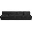 Meridian Furniture Rummi Black Velvet Performance Fabric 4pc. Modular Sofa