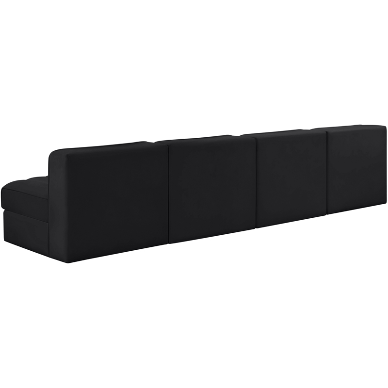 Meridian Furniture Rummi Black Velvet Performance Fabric 4pc. Modular Sofa
