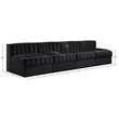 Meridian Furniture Rummi Black Velvet Performance Fabric 4pc. Modular Sofa