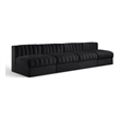 Meridian Furniture Rummi Black Velvet Performance Fabric 4pc. Modular Sofa
