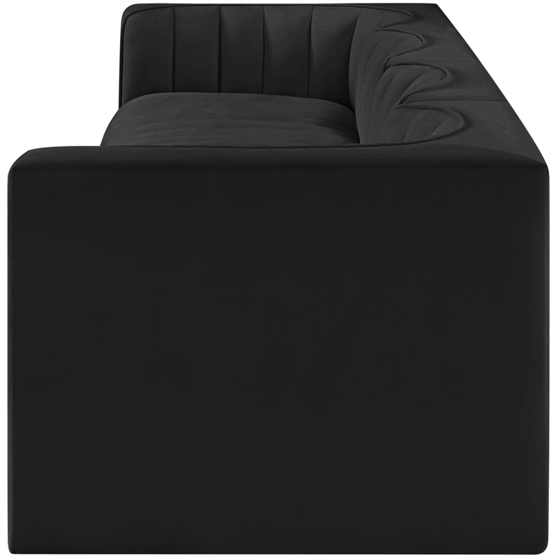 Meridian Furniture Rummi Black Velvet Performance Fabric 4pc. Modular Sofa