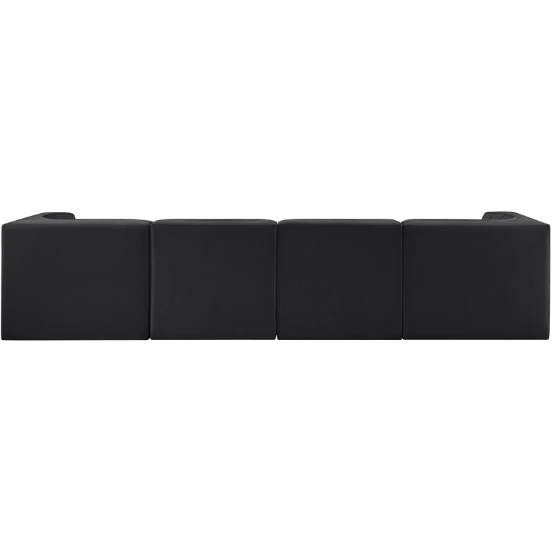 Meridian Furniture Rummi Black Velvet Performance Fabric 4pc. Modular Sofa