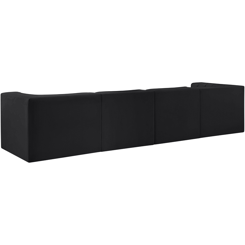 Meridian Furniture Rummi Black Velvet Performance Fabric 4pc. Modular Sofa