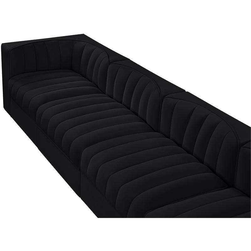 Meridian Furniture Rummi Black Velvet Performance Fabric 4pc. Modular Sofa