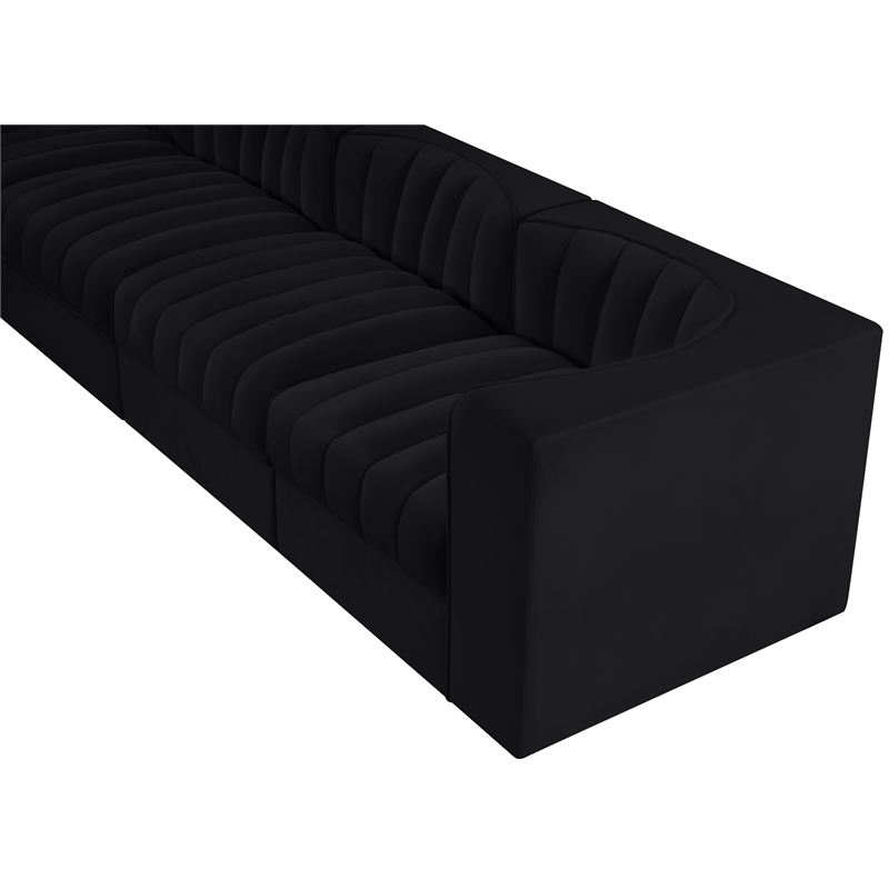 Meridian Furniture Rummi Black Velvet Performance Fabric 4pc. Modular Sofa