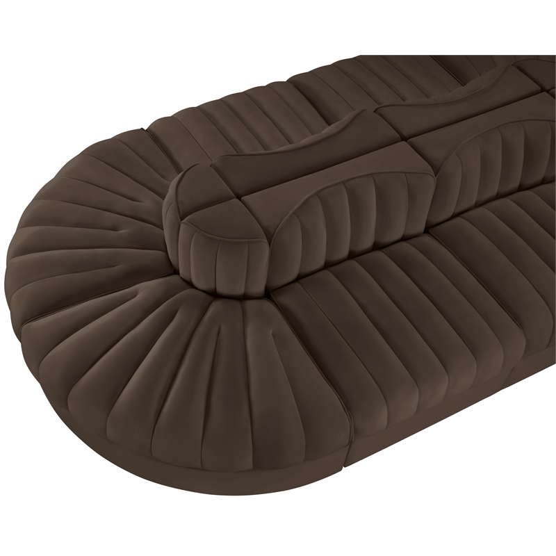 Meridian Furniture Rummi Brown Velvet Performance Fabric 8pc. Modular Sectional