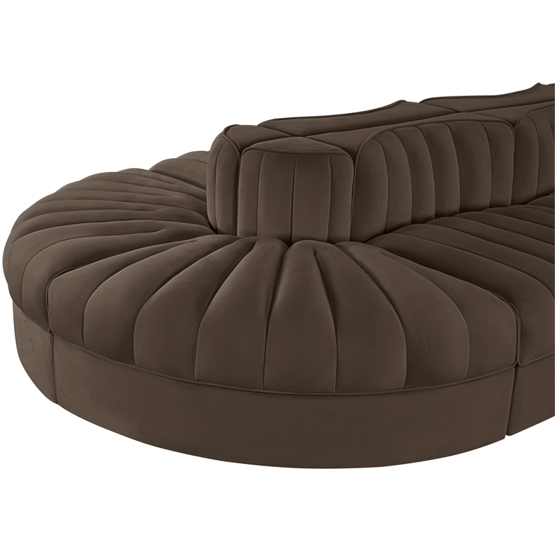 Meridian Furniture Rummi Brown Velvet Performance Fabric 8pc. Modular Sectional