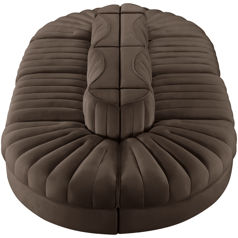 Meridian Furniture Rummi Brown Velvet Performance Fabric 8pc. Modular Sectional