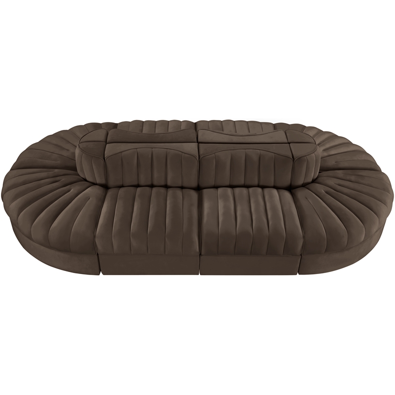 Meridian Furniture Rummi Brown Velvet Performance Fabric 8pc. Modular Sectional