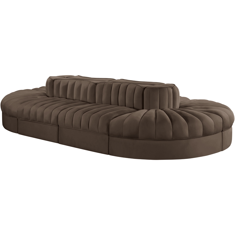 Meridian Furniture Rummi Brown Velvet Performance Fabric 8pc. Modular Sectional