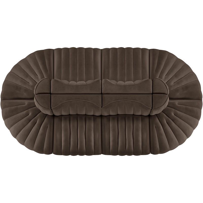 Meridian Furniture Rummi Brown Velvet Performance Fabric 8pc. Modular Sectional