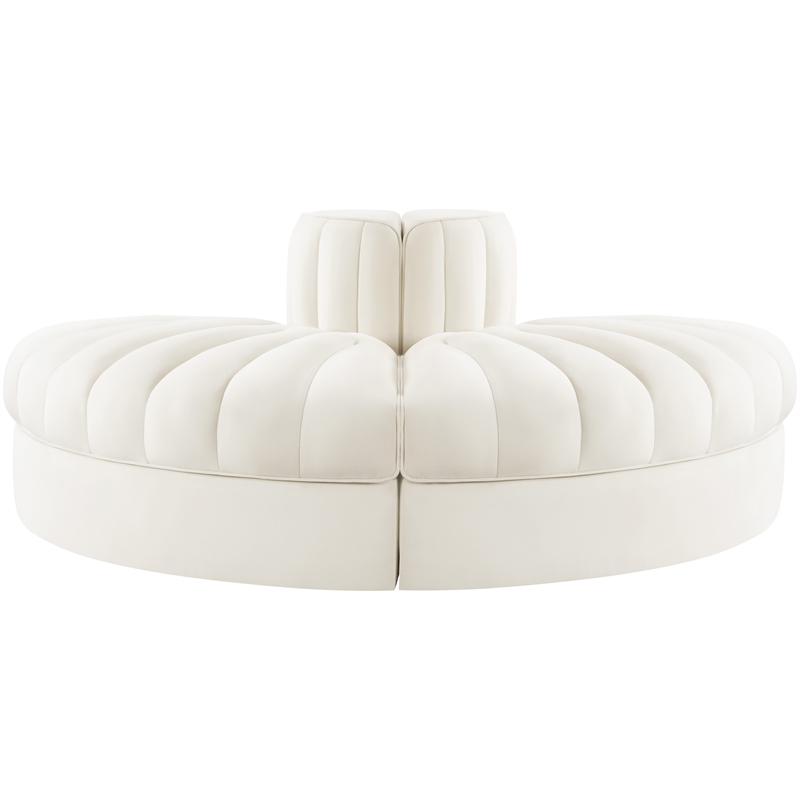Meridian Furniture Rummi Cream Velvet Performance Fabric 2pc. Modular Loveseat