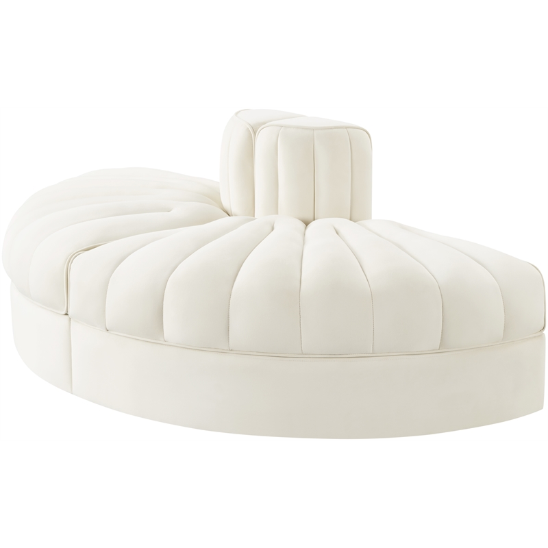 Meridian Furniture Rummi Cream Velvet Performance Fabric 2pc. Modular Loveseat