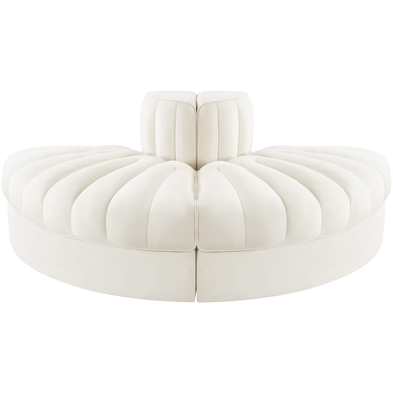 Meridian Furniture Rummi Cream Velvet Performance Fabric 2pc. Modular Loveseat