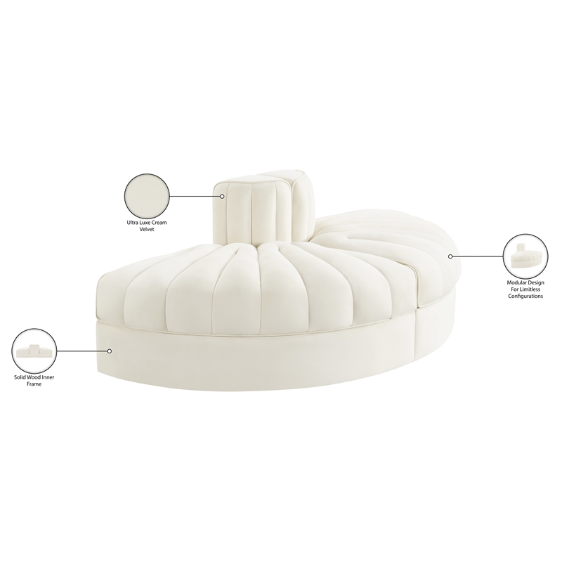 Meridian Furniture Rummi Cream Velvet Performance Fabric 2pc. Modular Loveseat