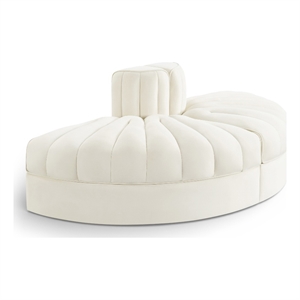 Meridian Furniture Rummi Cream Velvet Performance Fabric 2pc. Modular Loveseat
