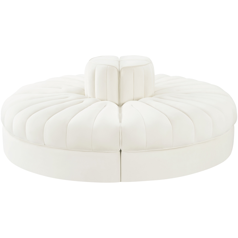 Meridian Furniture Rummi Cream Velvet Performance Fabric 4pc. Modular Sofa