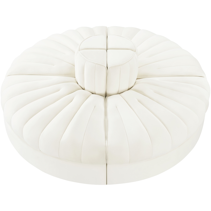 Meridian Furniture Rummi Cream Velvet Performance Fabric 4pc. Modular Sofa