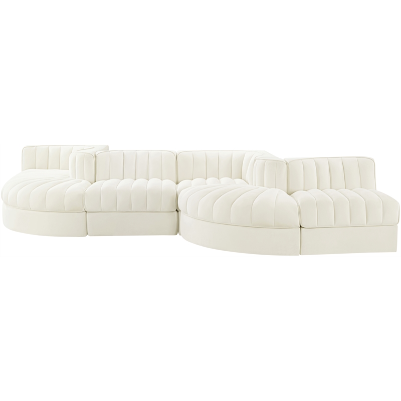 Meridian Furniture Rummi Cream Velvet Performance Fabric 6pc. Modular Sectional