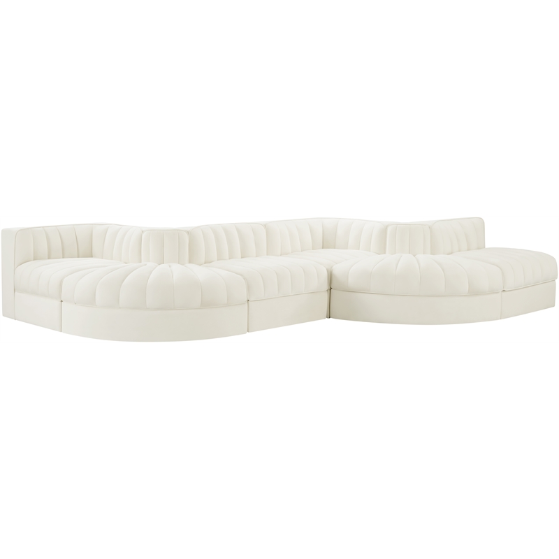 Meridian Furniture Rummi Cream Velvet Performance Fabric 6pc. Modular Sectional