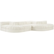 Meridian Furniture Rummi Cream Velvet Performance Fabric 6pc. Modular Sectional
