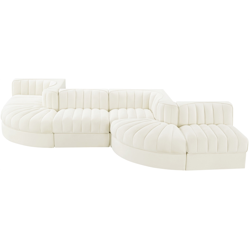 Meridian Furniture Rummi Cream Velvet Performance Fabric 6pc. Modular Sectional