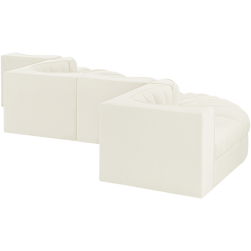 Meridian Furniture Rummi Cream Velvet Performance Fabric 6pc. Modular Sectional