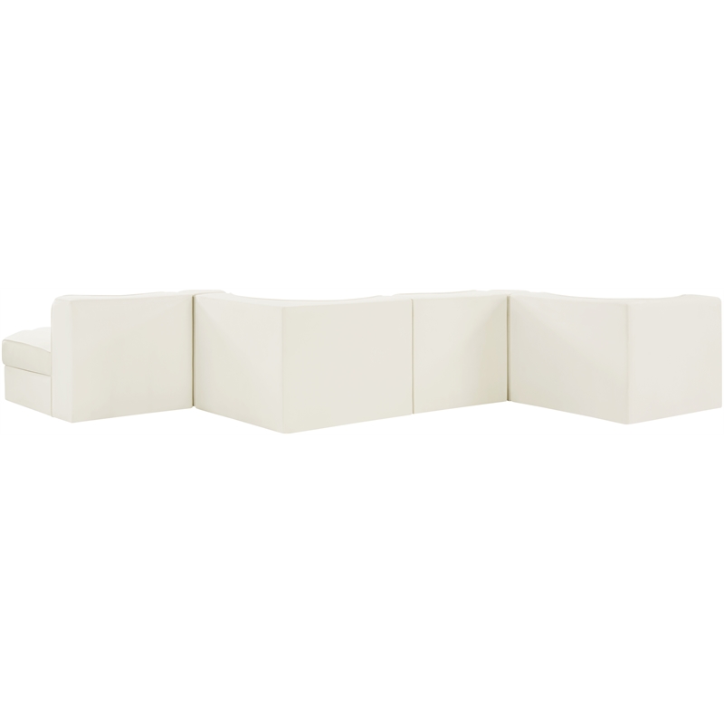 Meridian Furniture Rummi Cream Velvet Performance Fabric 6pc. Modular Sectional
