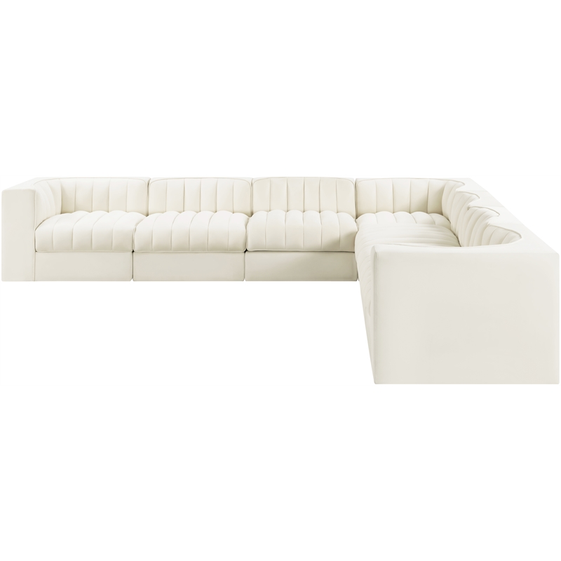 Meridian Furniture Rummi Cream Velvet Performance Fabric 7pc. Modular Sectional