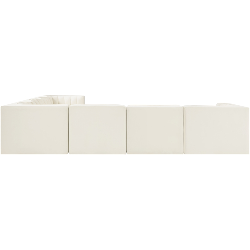 Meridian Furniture Rummi Cream Velvet Performance Fabric 7pc. Modular Sectional