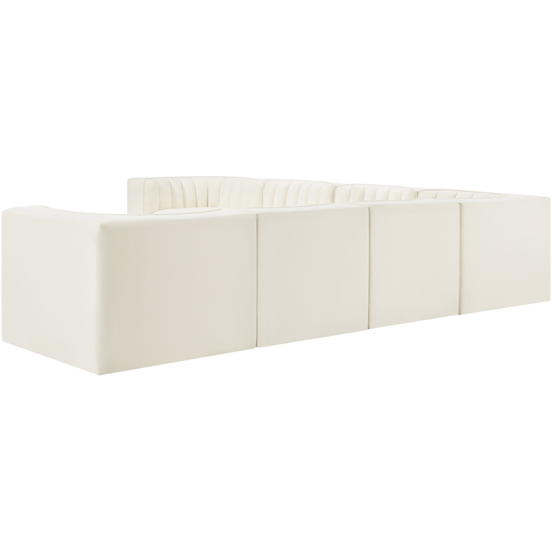 Meridian Furniture Rummi Cream Velvet Performance Fabric 7pc. Modular Sectional