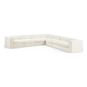 Meridian Furniture Rummi Cream Velvet Performance Fabric 7pc. Modular Sectional