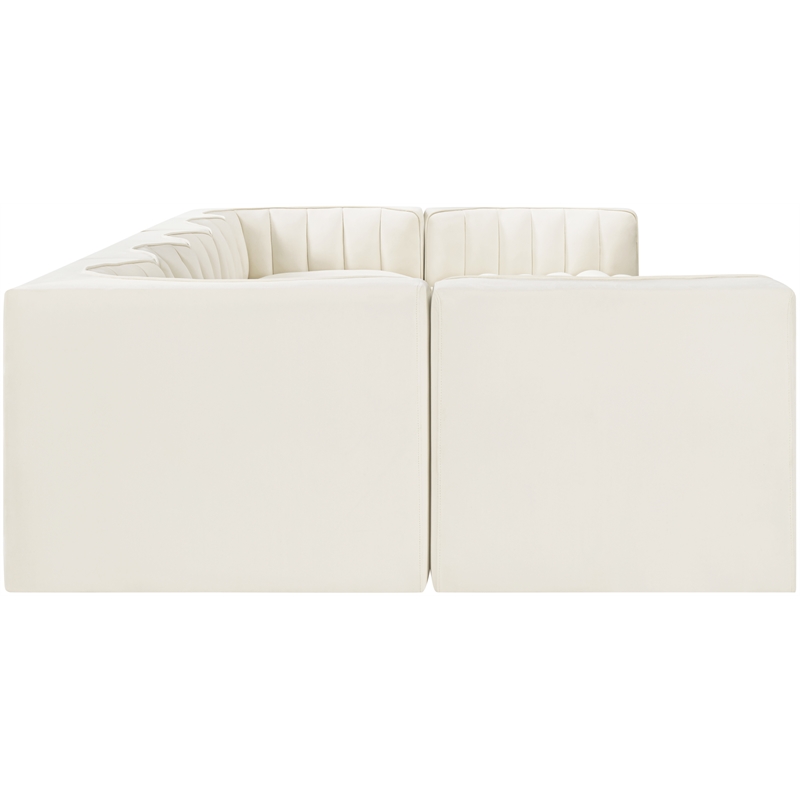 Meridian Furniture Rummi Cream Velvet Performance Fabric 7pc. Modular Sectional
