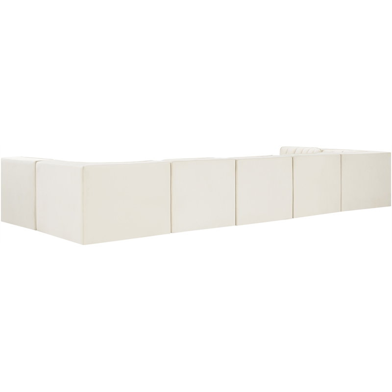 Meridian Furniture Rummi Cream Velvet Performance Fabric 7pc. Modular Sectional