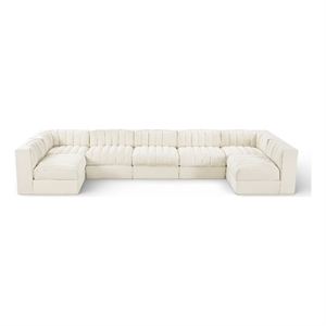 Meridian Furniture Rummi Cream Velvet Performance Fabric 7pc. Modular Sectional