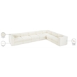 Meridian Furniture Rummi Cream Velvet Performance Fabric 7pc. Modular Sectional