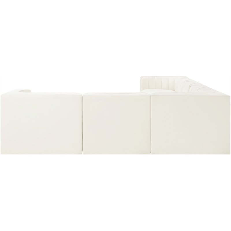 Meridian Furniture Rummi Cream Velvet Performance Fabric 7pc. Modular Sectional