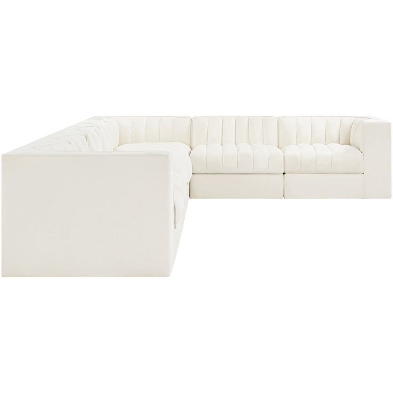 Meridian Furniture Rummi Cream Velvet Performance Fabric 7pc. Modular Sectional