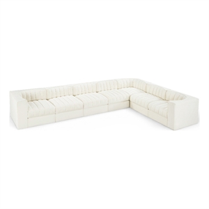 Meridian Furniture Rummi Cream Velvet Performance Fabric 7pc. Modular Sectional