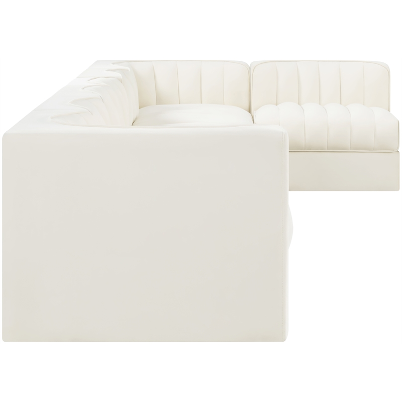 Meridian Furniture Rummi Cream Velvet Performance Fabric 7pc. Modular Sectional