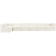 Meridian Furniture Rummi Cream Velvet Performance Fabric 7pc. Modular Sectional