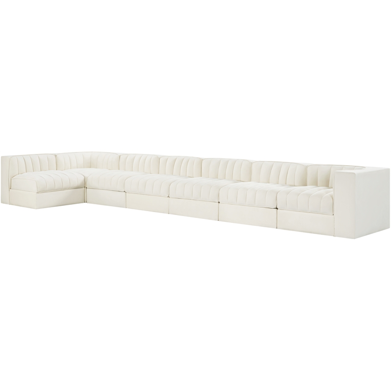 Meridian Furniture Rummi Cream Velvet Performance Fabric 7pc. Modular Sectional