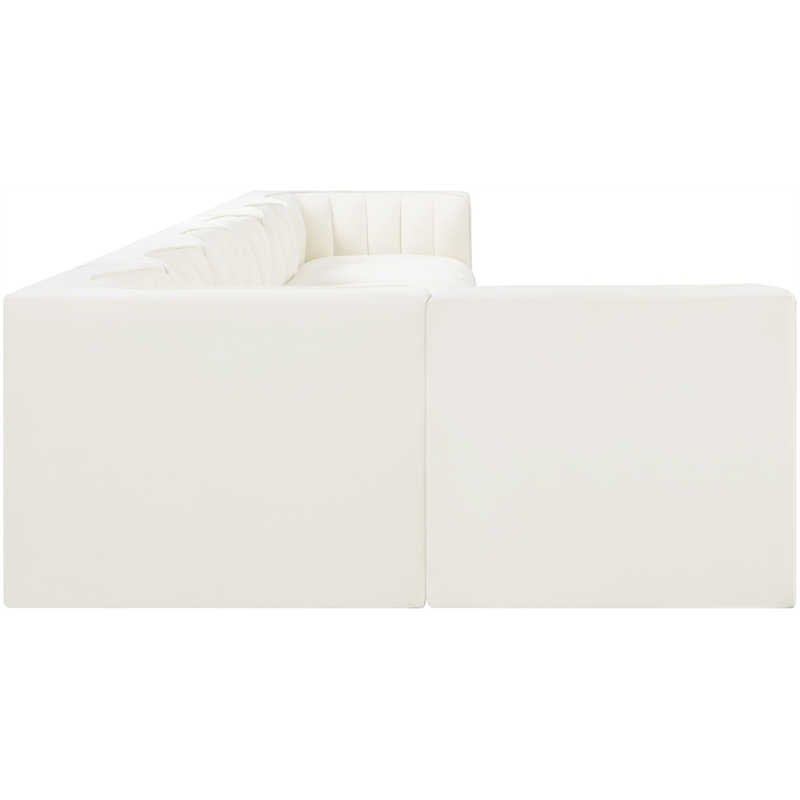 Meridian Furniture Rummi Cream Velvet Performance Fabric 7pc. Modular Sectional
