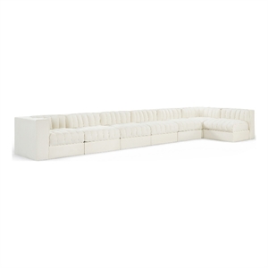 Meridian Furniture Rummi Cream Velvet Performance Fabric 7pc. Modular Sectional