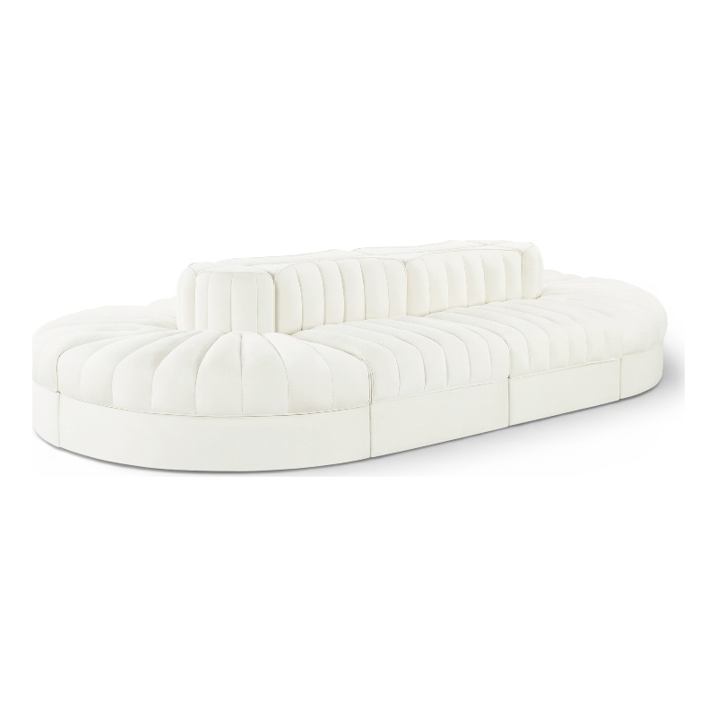 Meridian Furniture Rummi Cream Velvet Performance Fabric 8pc. Modular Sectional
