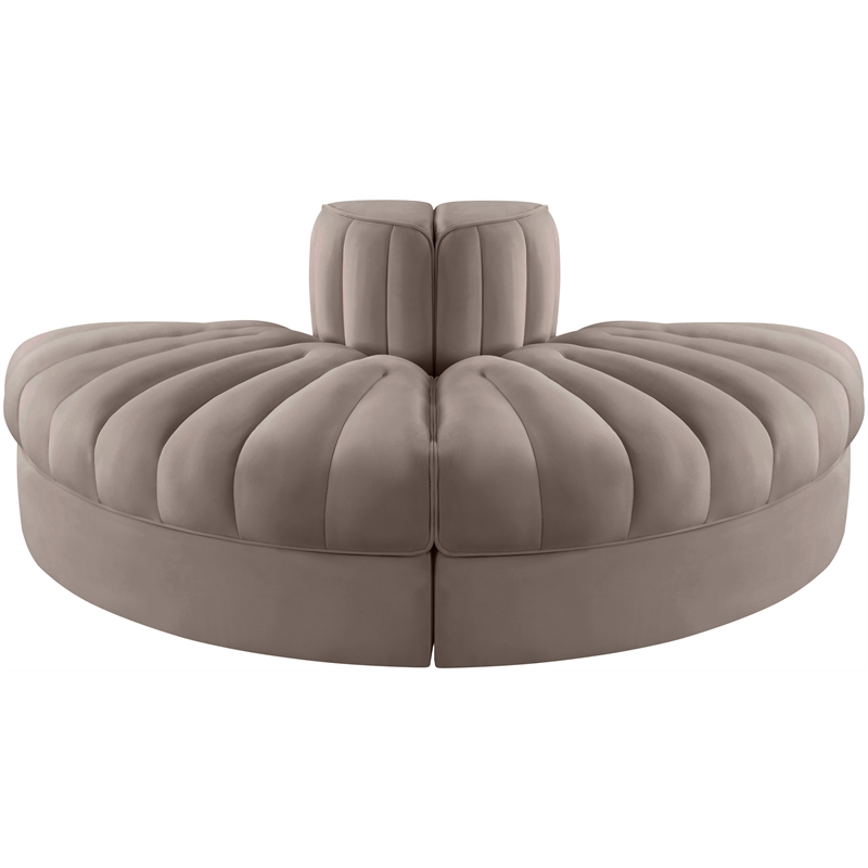 Meridian Furniture Rummi Taupe Velvet Performance Fabric 2pc. Modular Loveseat