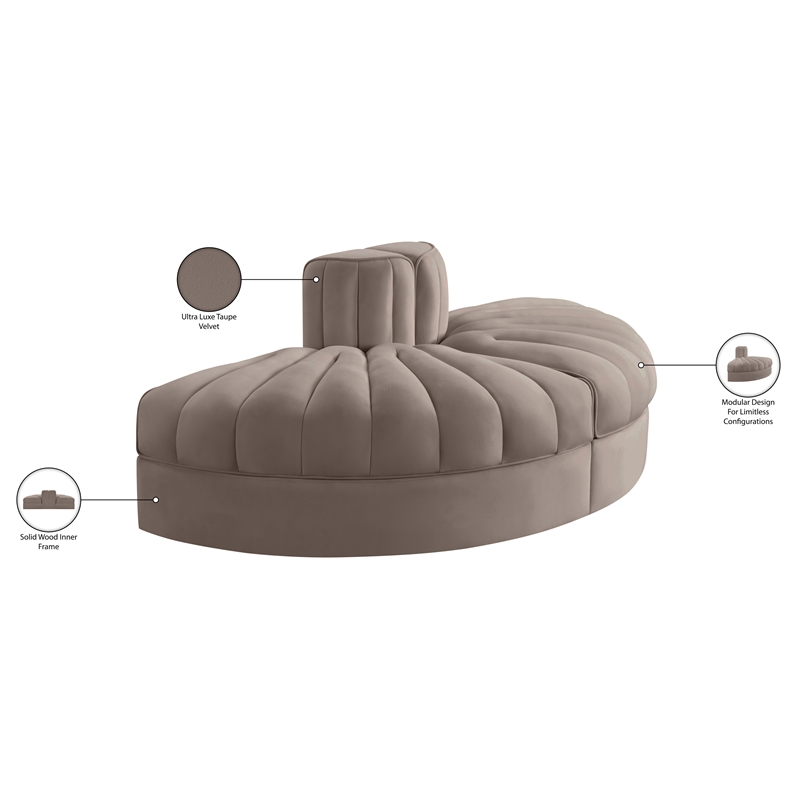 Meridian Furniture Rummi Taupe Velvet Performance Fabric 2pc. Modular Loveseat